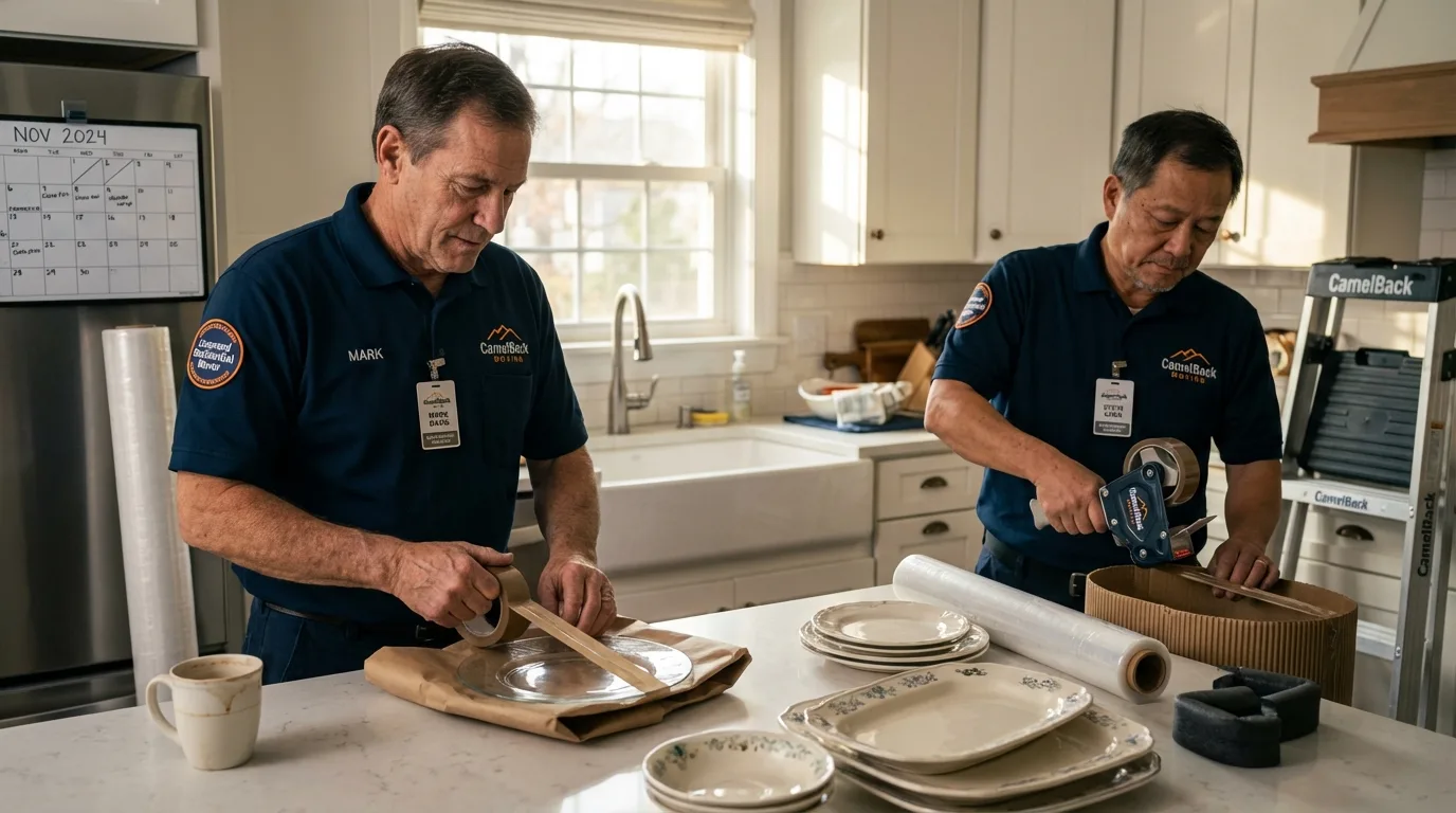 Professional crew packing kitchen dishware in Glendive, MT